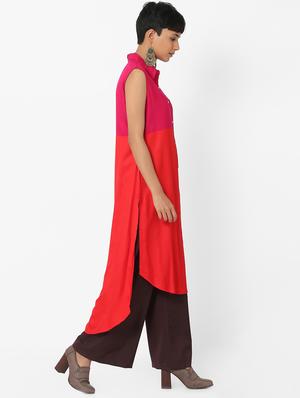 Printed high-low kurta - 15704144 - Standard Image - 2