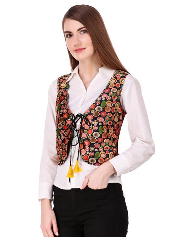 criss cross lace up closure jacket - 15704719 - Zoom Image - 2