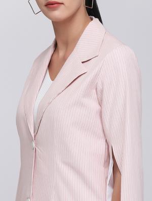 slit sleeved striped blazer - 15706667 - Standard Image - 5