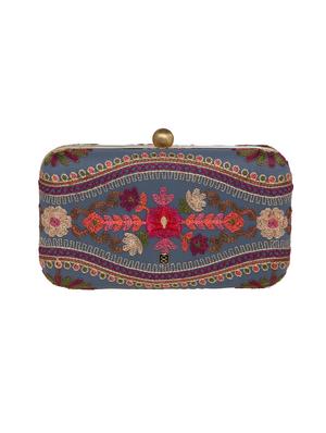 blue cotton polyester blend box clutch - 15706685 - Standard Image - 2