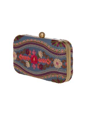 blue cotton polyester blend box clutch - 15706685 - Standard Image - 5