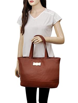 brown leatherette (pu) regular handbag - 15707049 - Standard Image - 5