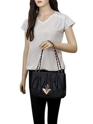 black leatherette (pu) combo handbag - 15707064 - Standard Image - 5