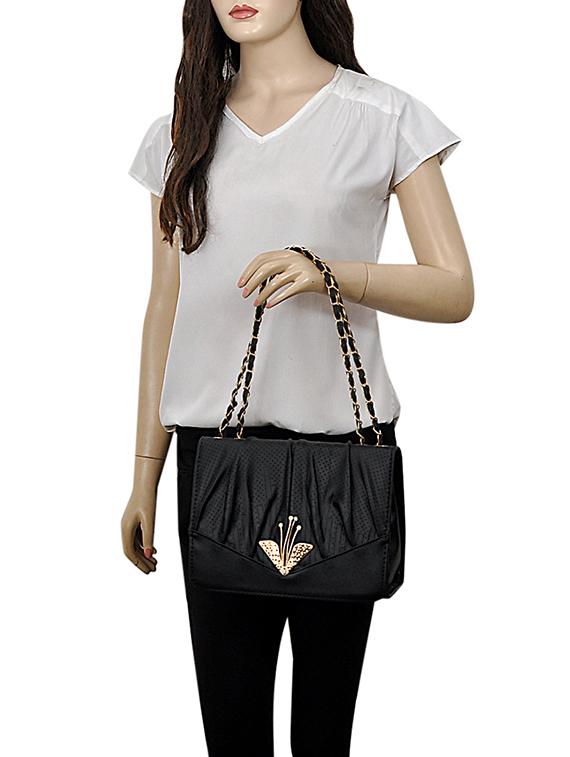 black leatherette (pu) combo handbag - 15707064 - Zoom Image - 5