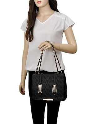 black leatherette (pu) regular handbag - 15707074 - Standard Image - 5