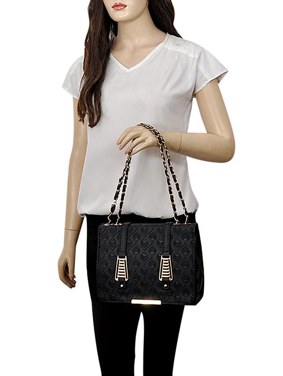 black leatherette (pu) regular handbag - 15707074 - Zoom Image - 5