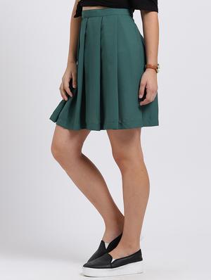 hunter green pleated skirt - 15708356 - Standard Image - 2