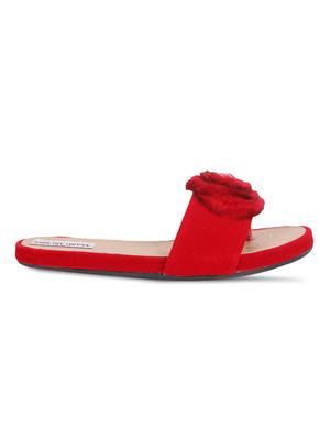 red faux leather slip on sandals - 15708817 - Standard Image - 2