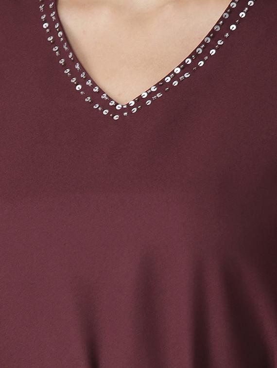 bell sleeved embellished belted dress - 15709076 - Zoom Image - 5