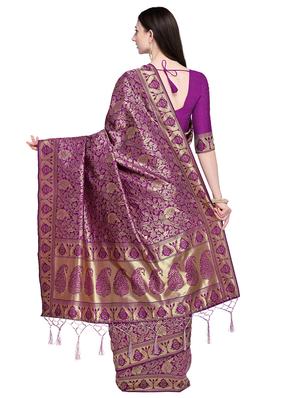 paisley zari motif banarasi saree with blouse - 15709265 - Standard Image - 2