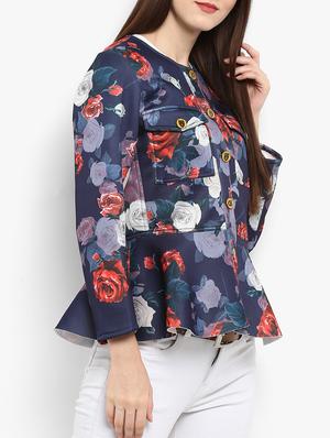Floral peplum patch pocket detail jacket - 15709408 - Standard Image - 2