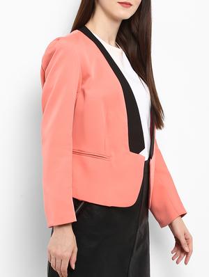 Contrast collar casual blazer - 15709413 - Standard Image - 2