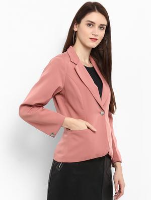 lapel neck button detail blazer - 15709466 - Standard Image - 2