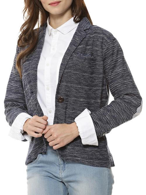 elbow patch button detail blazer - 15709611 - Standard Image - 1