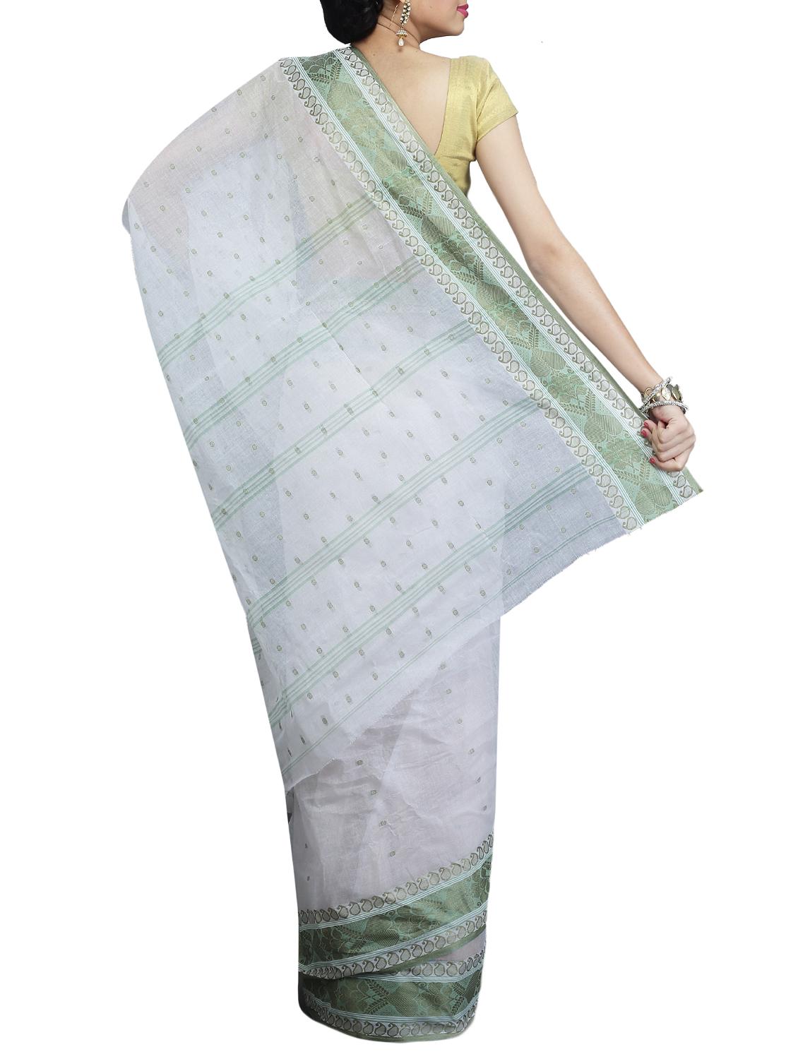 Paisley bordered tant saree - 15709757 - Zoom Image - 2