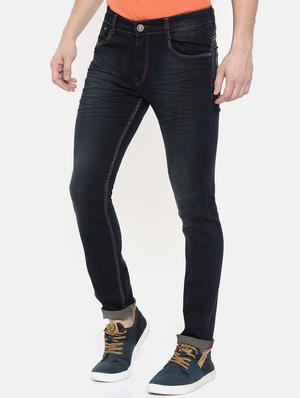 blue cotton blend washed jeans - 15709873 - Standard Image - 2