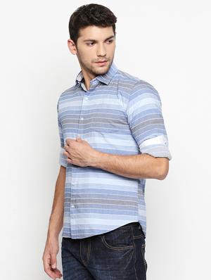 blue cotton casual shirt - 15710127 - Standard Image - 2