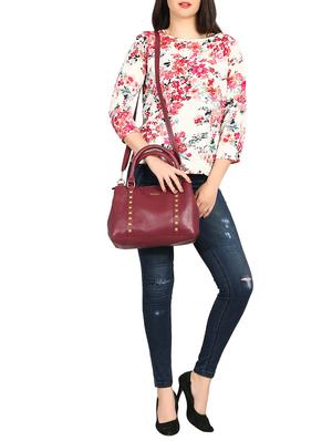 maroon leatherette (pu) regular handbag - 15710350 - Standard Image - 5