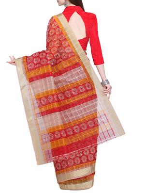 floral motif kota doria saree with blouse - 15710572 - Standard Image - 2