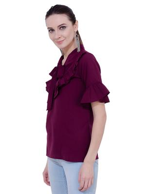 frill detail tie up neck top - 15711118 - Standard Image - 2