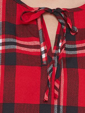 tie-up neck checkered top - 15711193 - Standard Image - 5