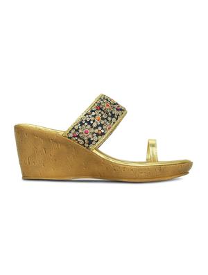 gold rush kolhapuri wedges - 15713375 - Standard Image - 2