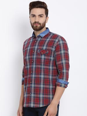 red cotton casual shirt - 15713423 - Standard Image - 2