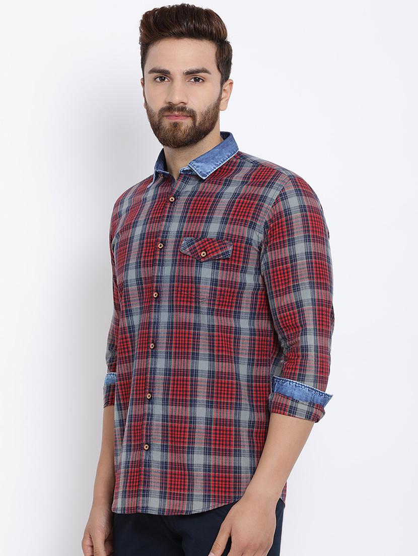 red cotton casual shirt - 15713423 - Zoom Image - 2