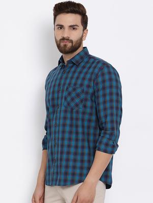 blue cotton casual shirt - 15713432 - Standard Image - 2