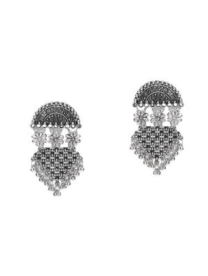Silver Tone Oxidized Earrings - 15713507 - Standard Image - 2