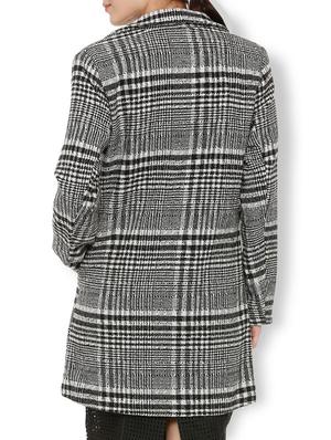 Checked lapel neck overcoat - 15713847 - Standard Image - 2