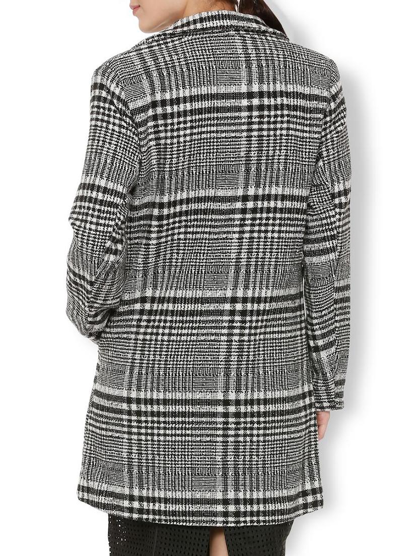Checked lapel neck overcoat - 15713847 - Zoom Image - 2