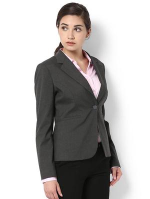 charcoal grey back slit formal blazer - 15714023 - Standard Image - 2