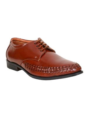 brown leatherette lace-up derbys - 15715948 - Standard Image - 2