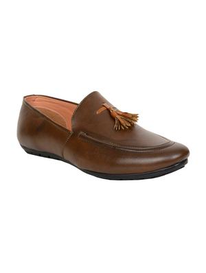 brown leatherette slip on loafers - 15715952 - Standard Image - 2
