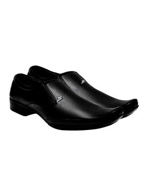 black leatherette formal slip ons - 15716063 - Standard Image - 2