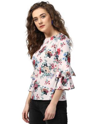 tiered bell sleeved floral top - 15721165 - Standard Image - 2