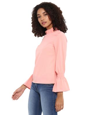 frilled neck smocked sleeved top - 15721304 - Standard Image - 2