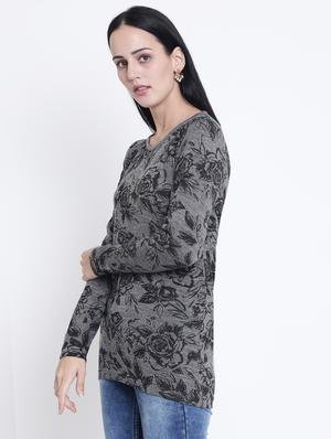 round neck floral pullover - 15721739 - Standard Image - 2