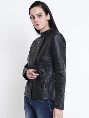 concealed placket leather jacket - 15721757 - Standard Image - 2