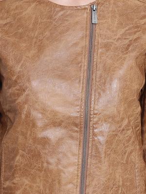 zipper detail leather jacket - 15721763 - Standard Image - 5