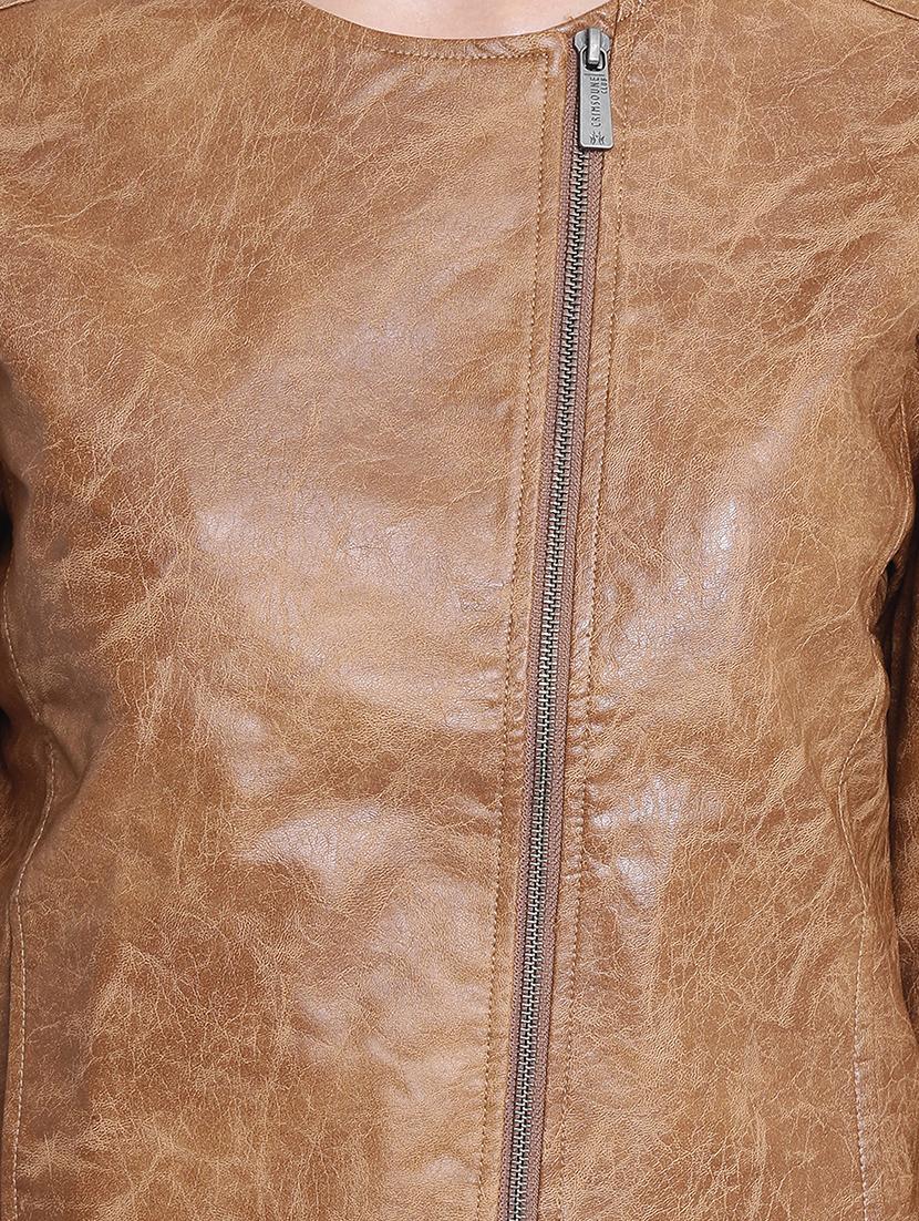zipper detail leather jacket - 15721763 - Zoom Image - 5