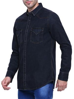 navy blue denim shirt - 15721805 - Standard Image - 2
