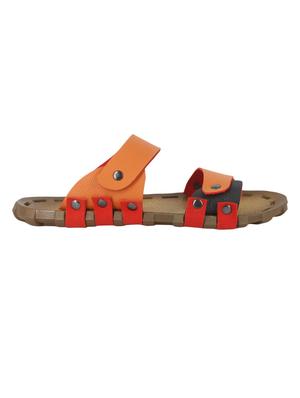 orange leatherette slip on slippers - 15722392 - Standard Image - 2
