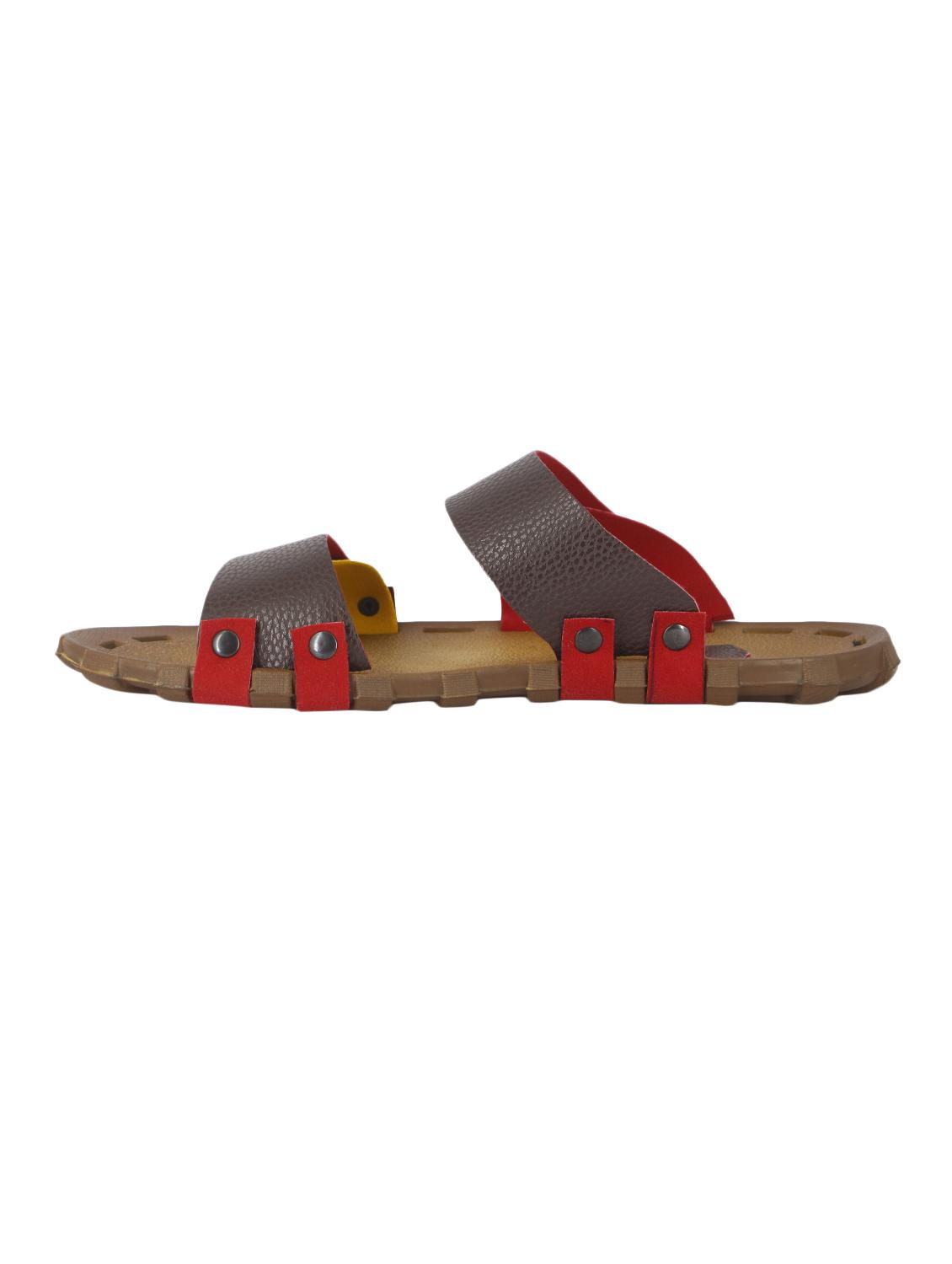 brown leatherette slip on slippers - 15722393 - Zoom Image - 2
