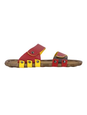 red leatherette slip on slippers - 15722394 - Standard Image - 2