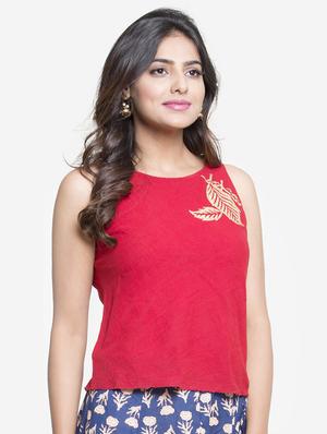 foil print sleeveless top - 15724582 - Standard Image - 2
