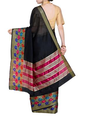 floral zari border woven saree with blouse - 15724681 - Standard Image - 2