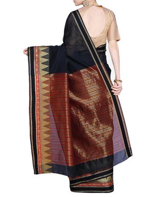 temple zari border woven saree with blouse - 15724738 - Standard Image - 2