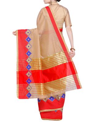 geometrical zari border woven saree with blouse - 15724740 - Standard Image - 2